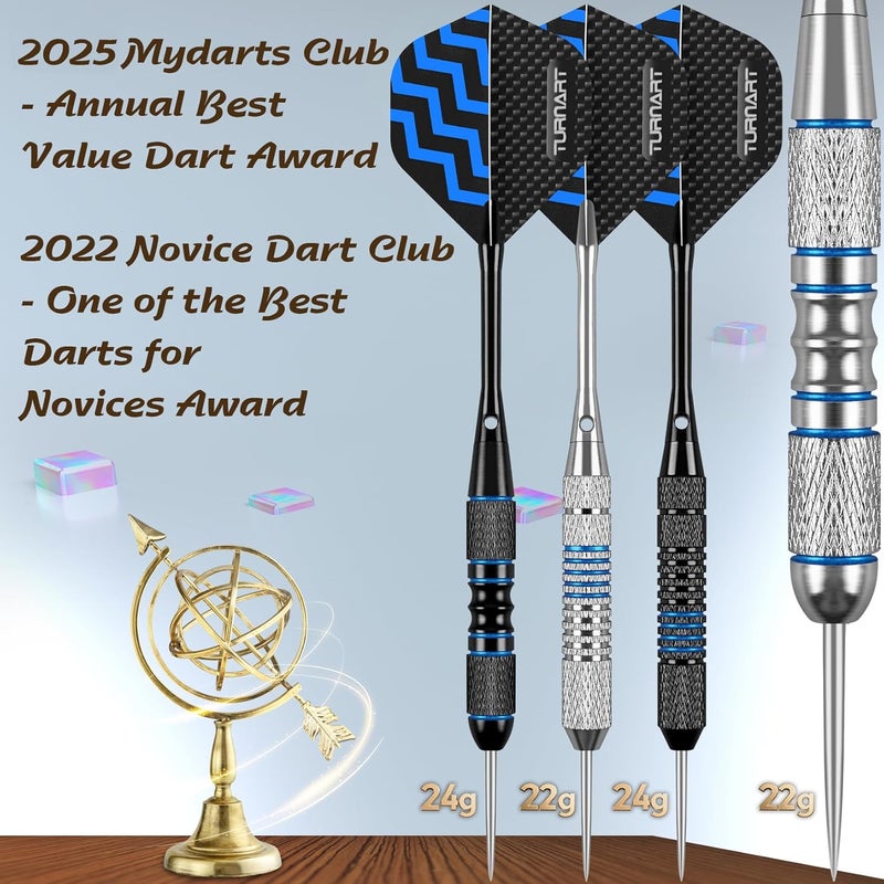 Turnart Darts Metal Tip Set - Steel Tip Darts Darts Set Professional Metal Darts 12 pcs 22/24 Grams Pro Dart Set with Stylish Case Aluminum Shafts Extra 9 Flights - Image 5